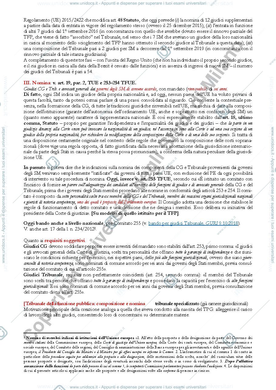 Anteprima pagina 2 — CGUE organizzazione e competenze