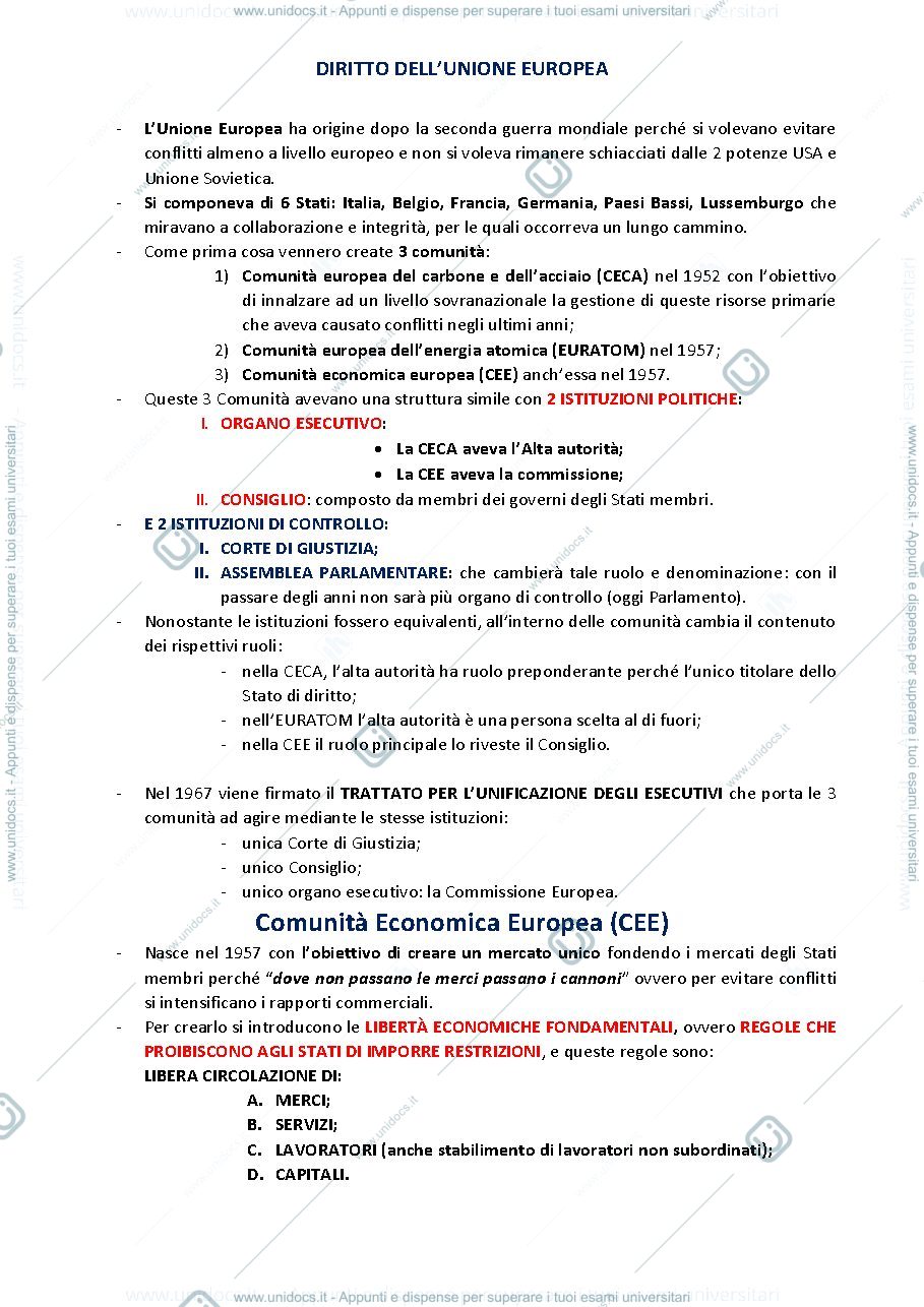 Anteprima pagina 1 — Sbobine/appunti diritto dell'Unione Europea - prof. Luca Calzolari anno 2019/2020