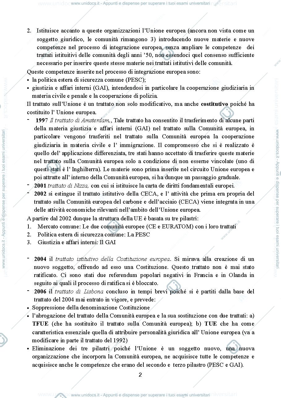 Anteprima pagina 2 — APPUNTI DI DIRITTO DELL'UNIONE EUROPEA