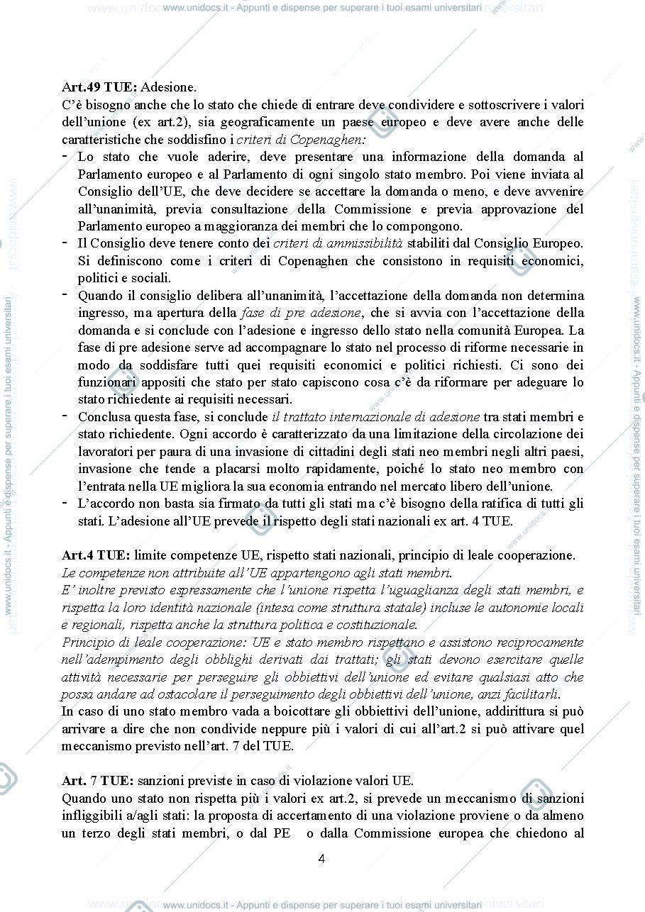 Anteprima pagina 4 — APPUNTI DI DIRITTO DELL'UNIONE EUROPEA