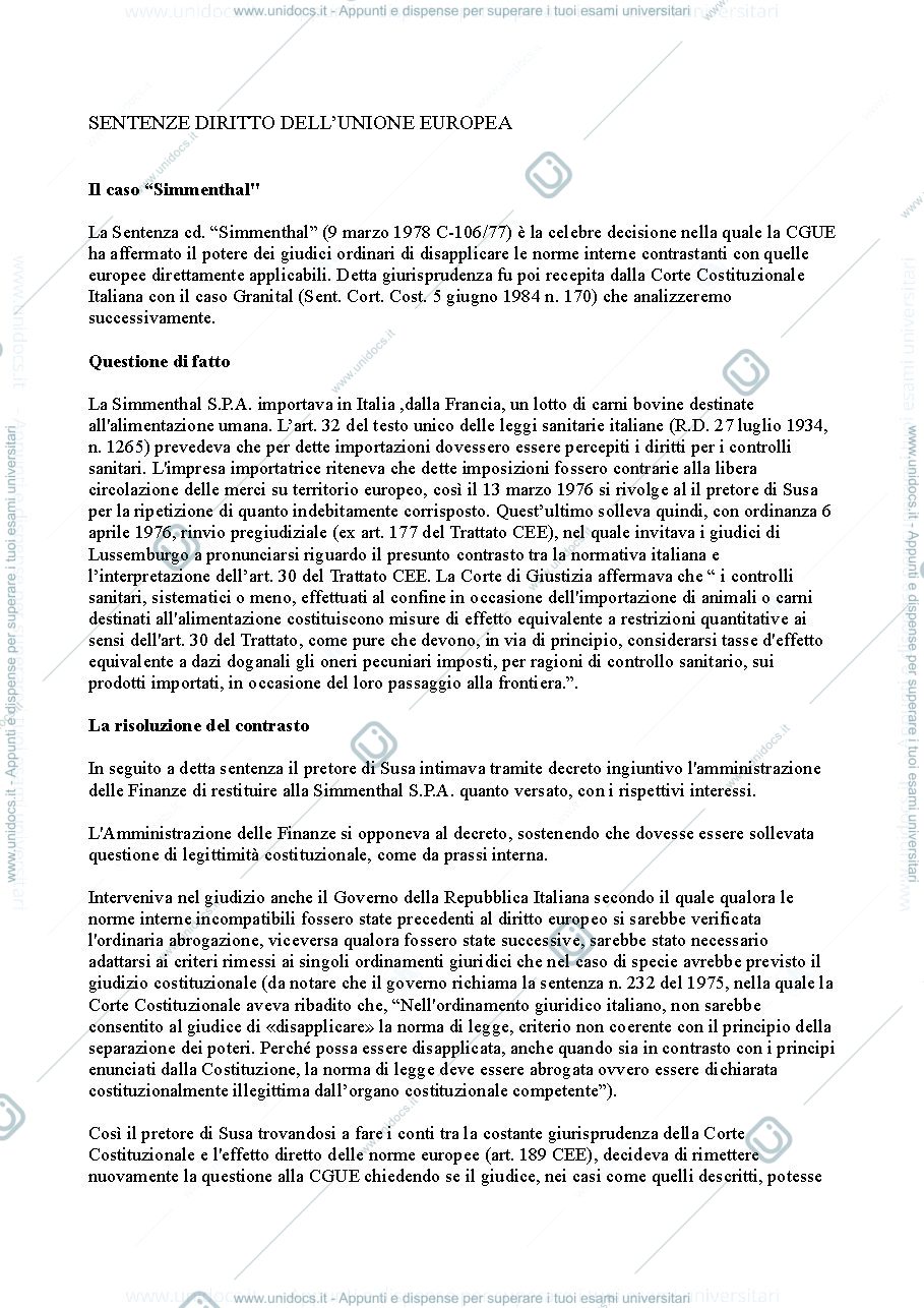 Anteprima pagina 1 — Riassunti sentenze 