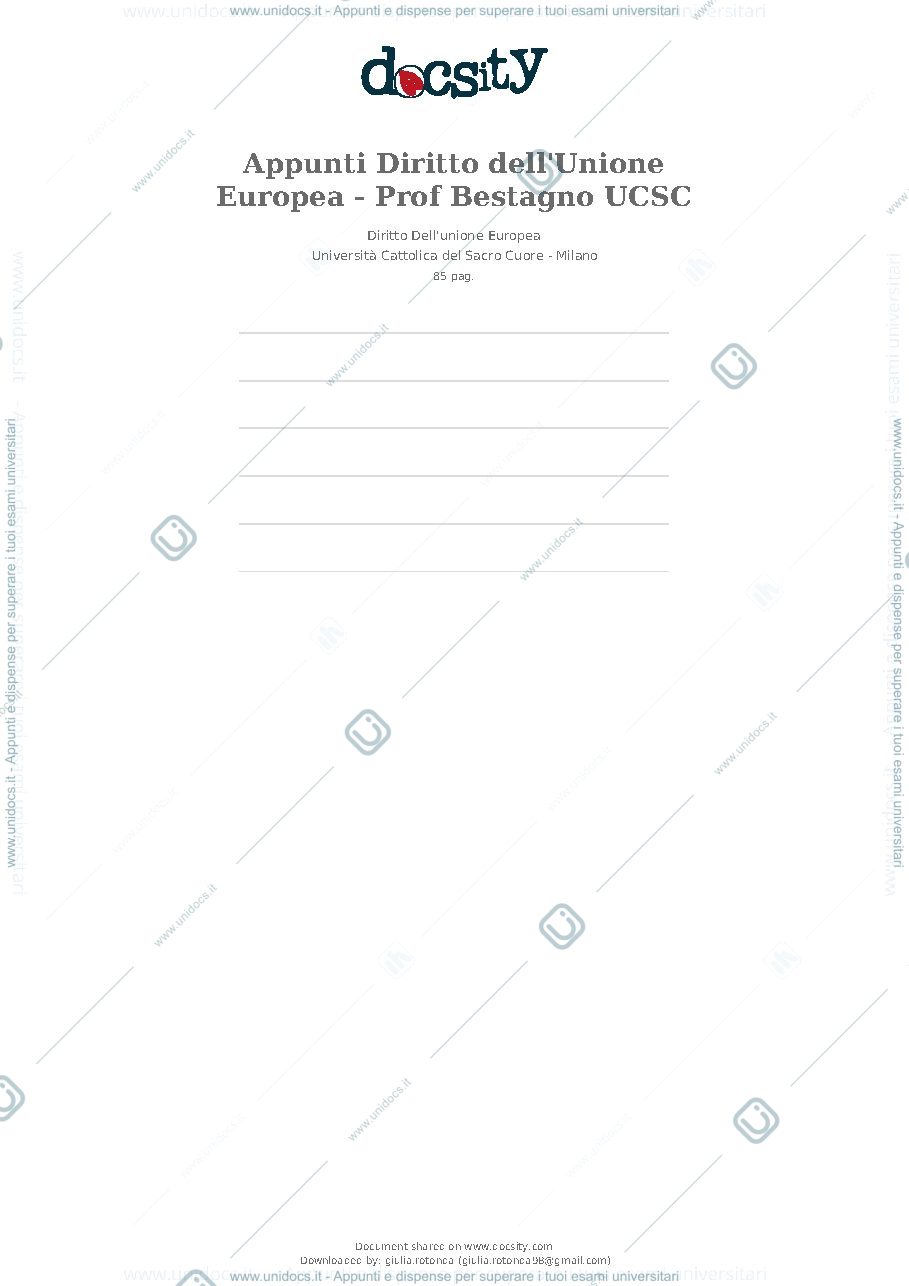 Anteprima pagina 1 — Elementi di diritto dell'unione europea draetta bestagno santini
