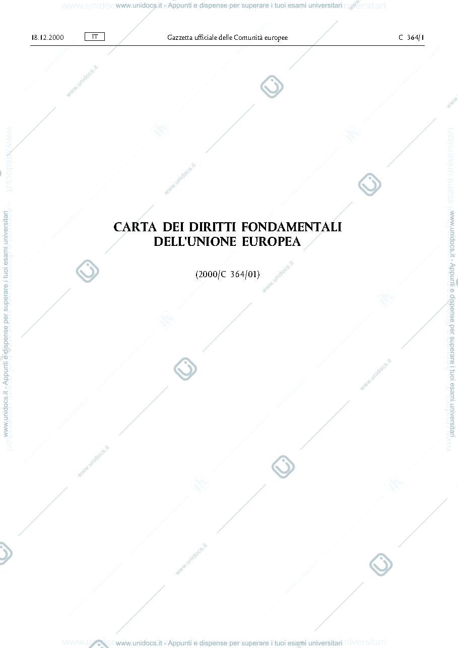 Anteprima pagina 1 — carta dei diritti fondamentali
