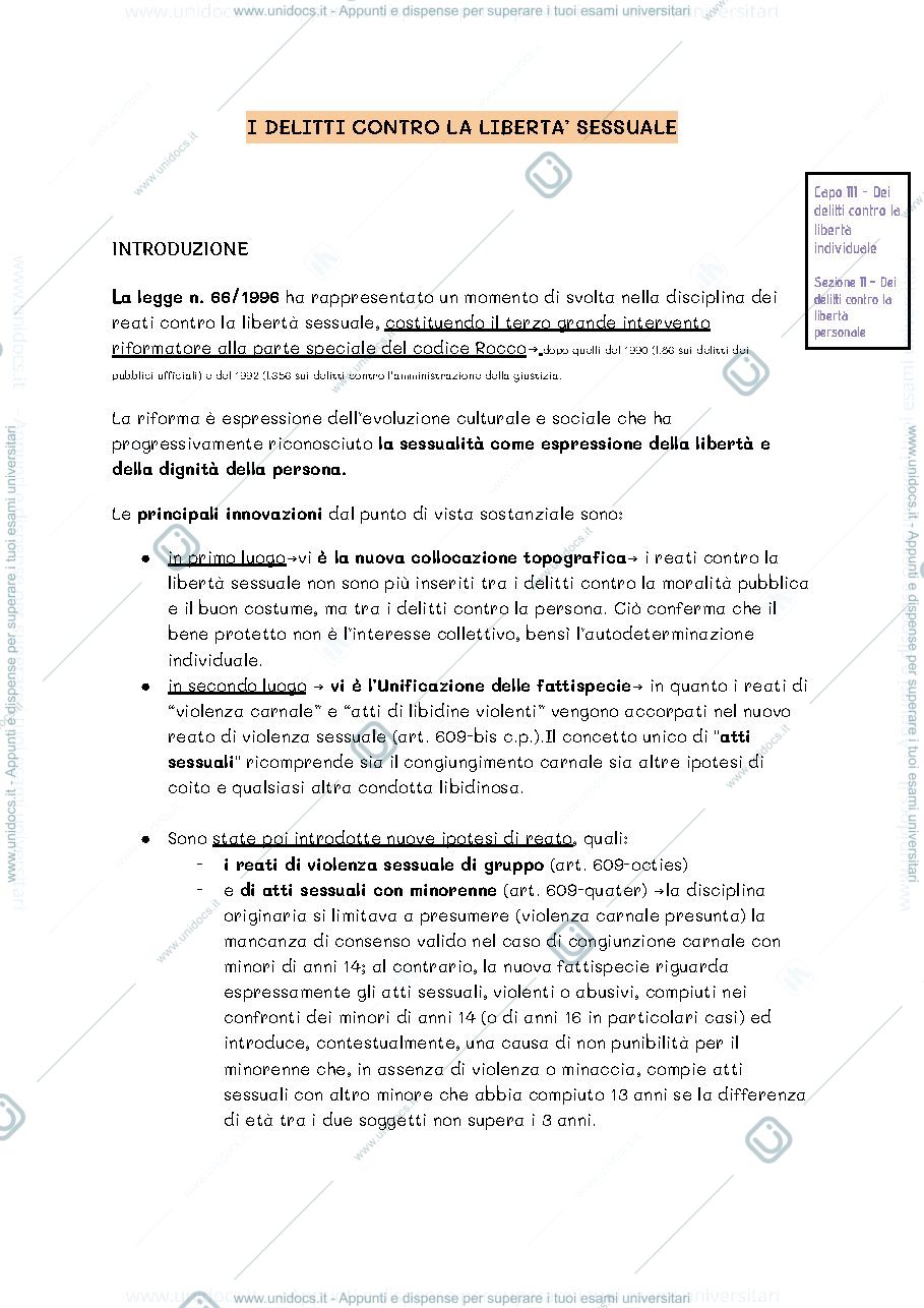 Anteprima pagina 1 — i SINGOLI REATI