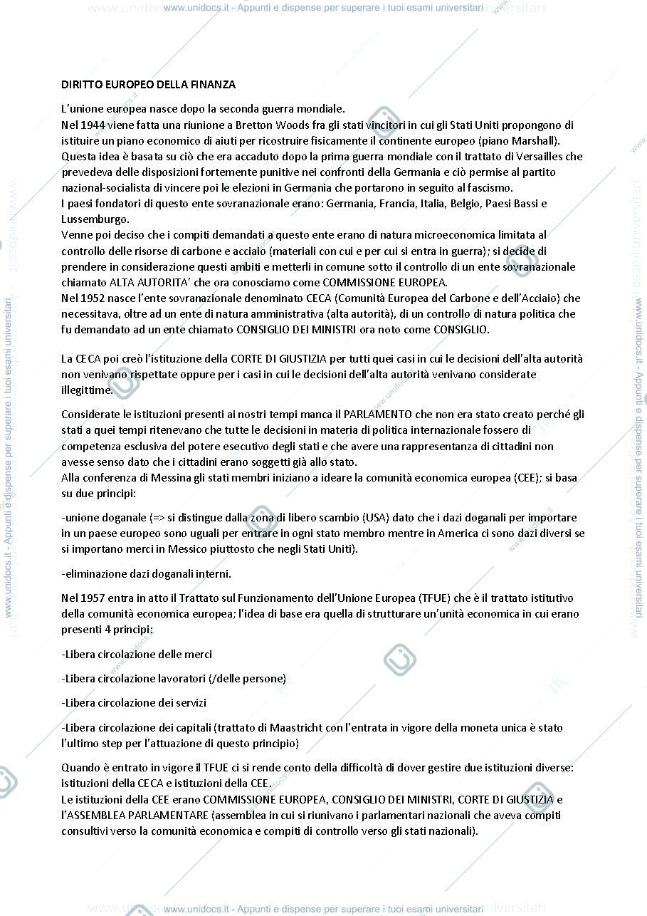 Anteprima pagina 1 — diritto europeo della finanza
