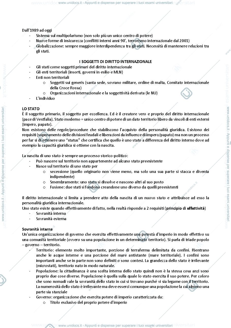 Anteprima pagina 3 — Diritto Internazionale - Prof.ssa Poli