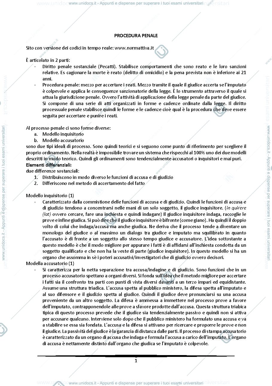 Anteprima pagina 1 — Diritto Processuale Penale
