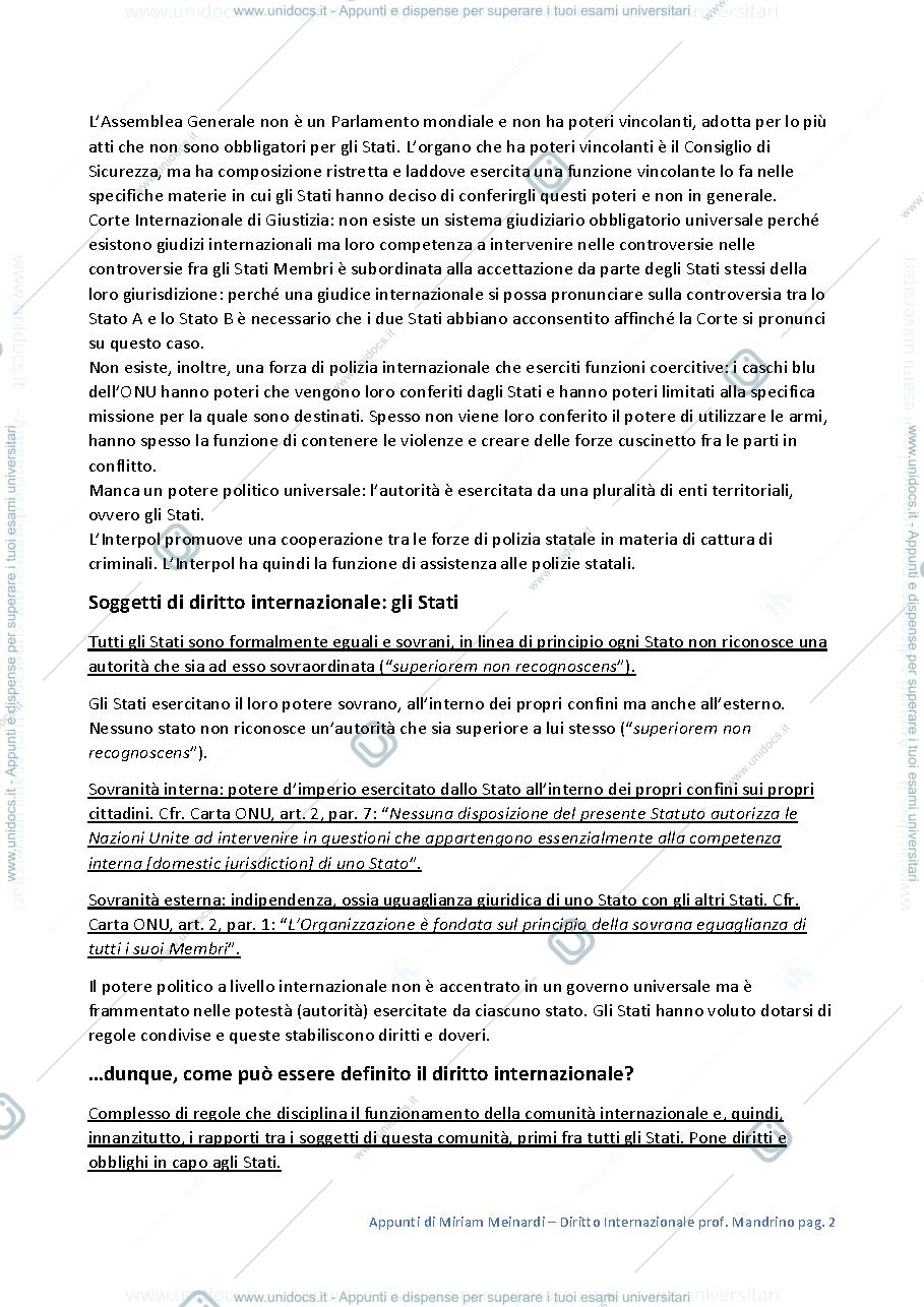 Anteprima pagina 2 — Appunti di Diritto Internazionale