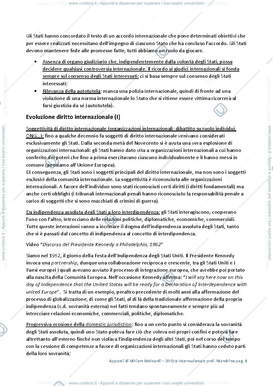 Anteprima pagina 4 — Appunti di Diritto Internazionale