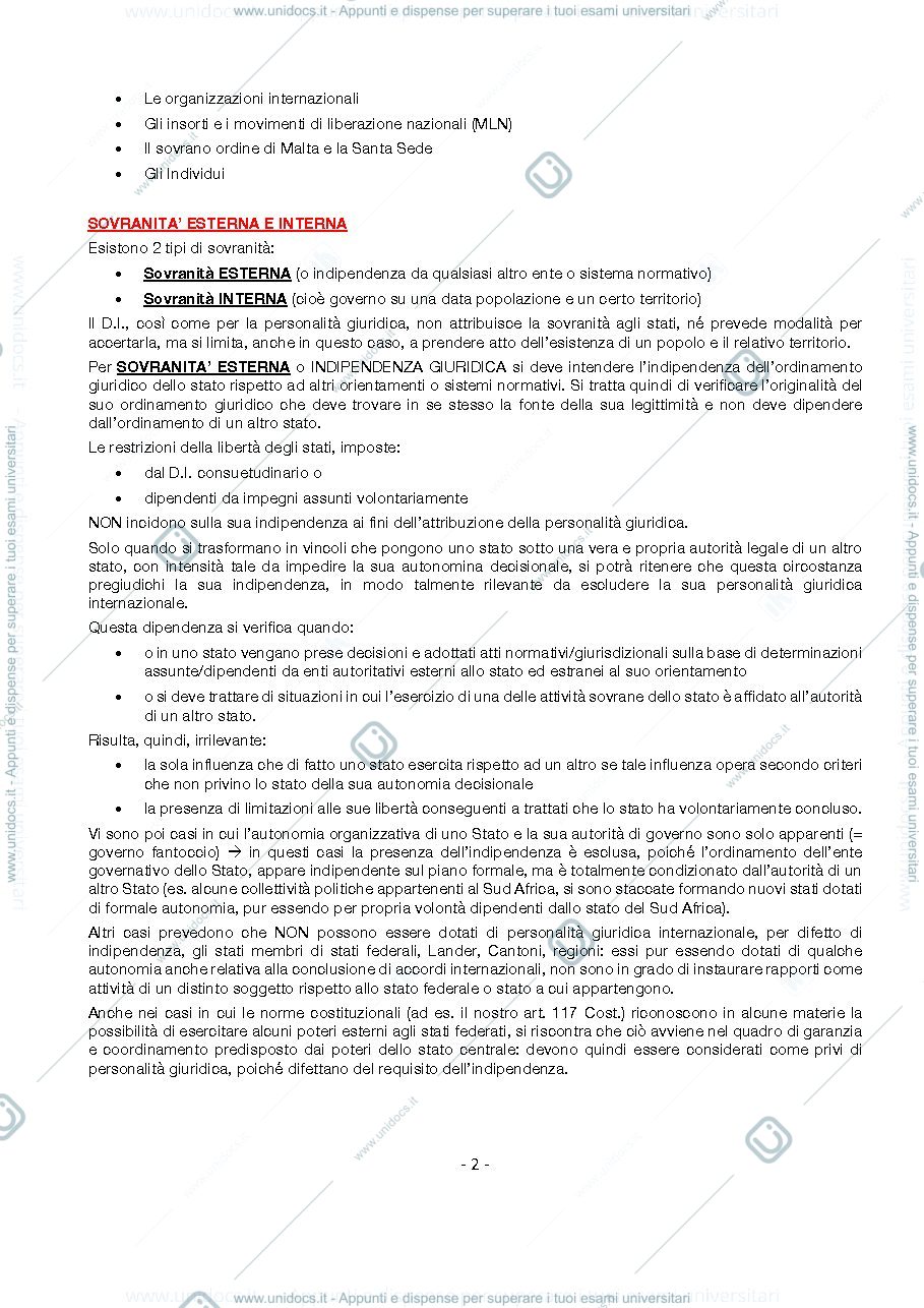 Anteprima pagina 2 — Diritto internazionale pubblico 