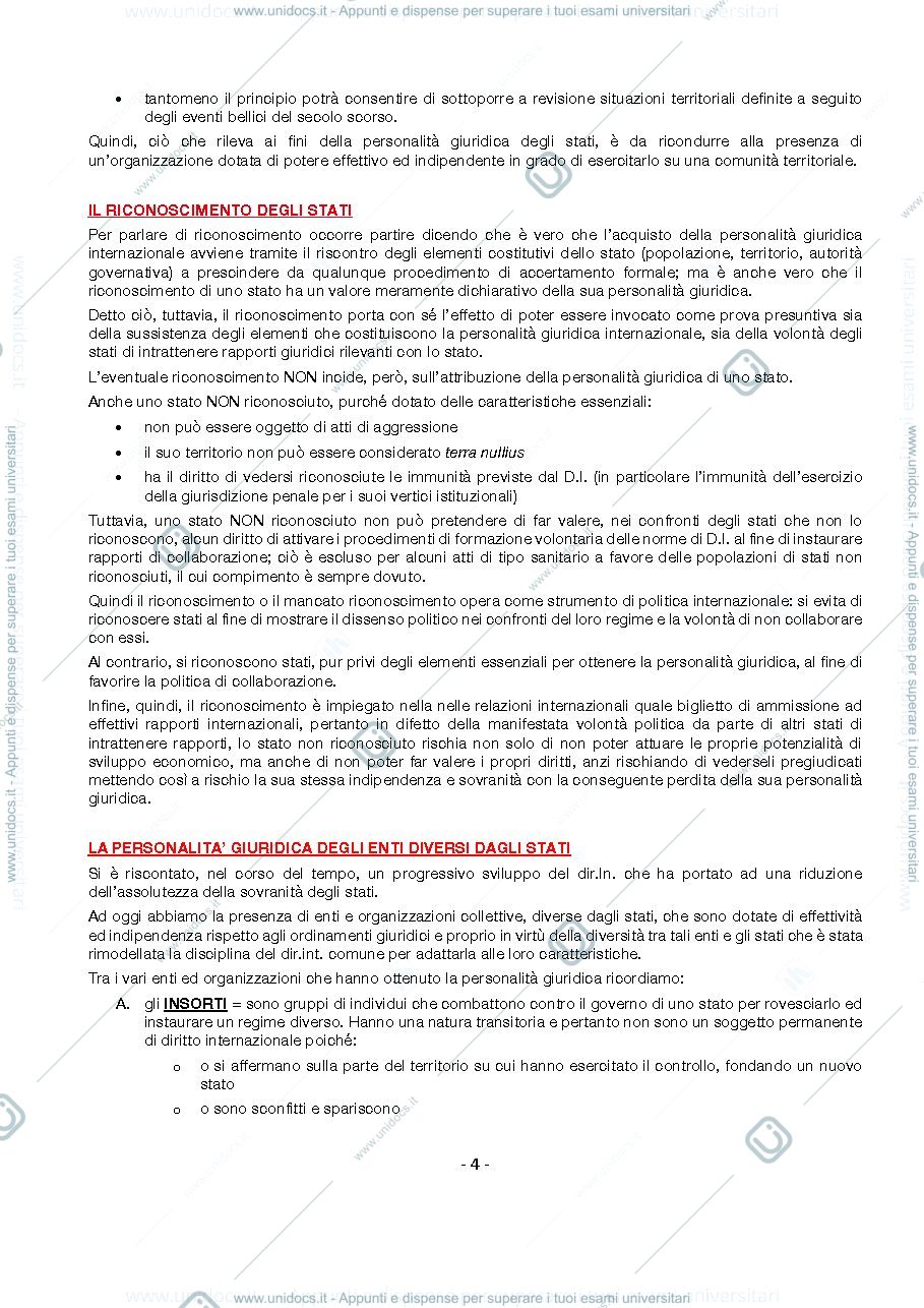 Anteprima pagina 4 — Diritto internazionale pubblico 