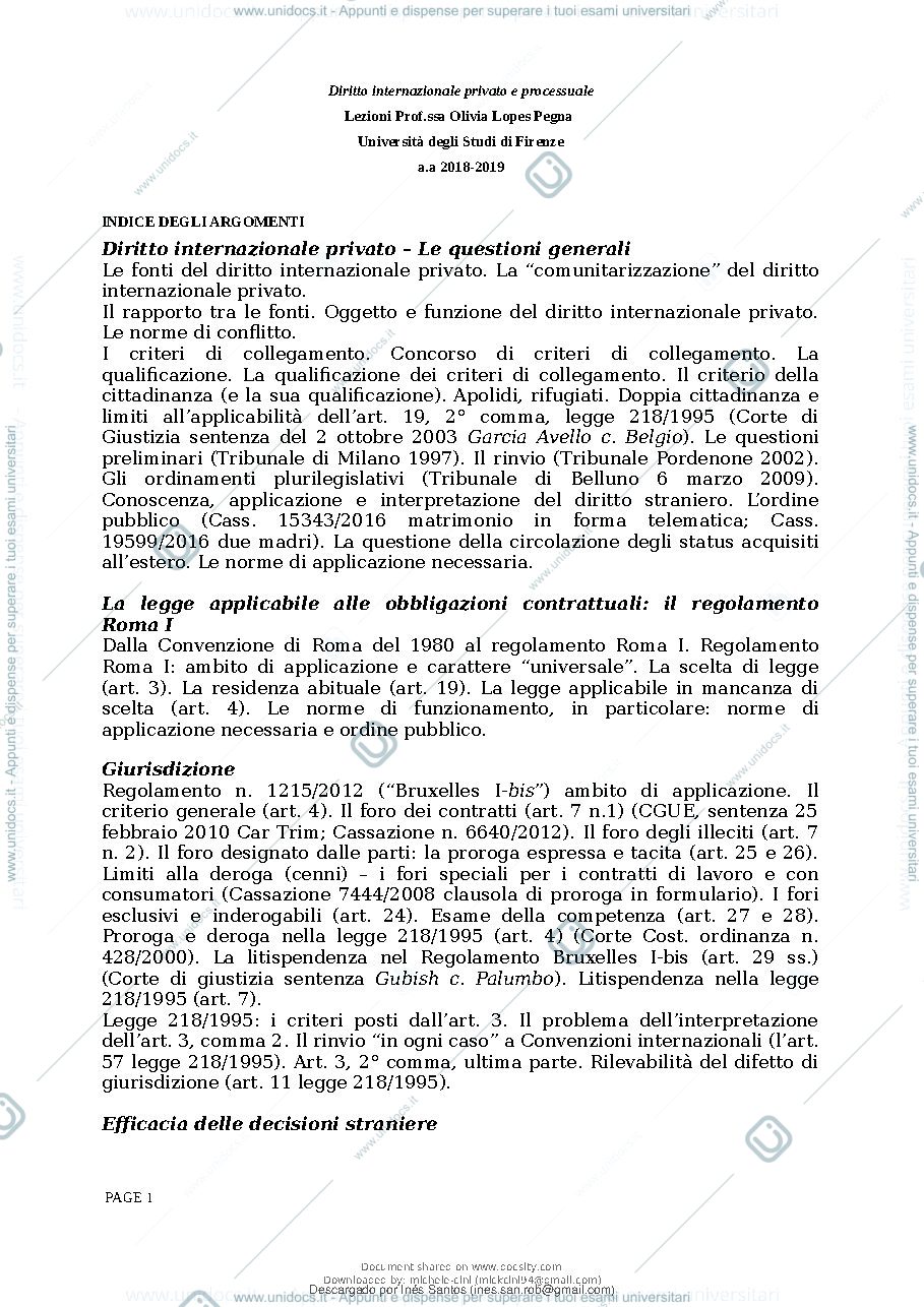 Anteprima pagina 3 — Appunti diritto internazionale privato e proccessuale