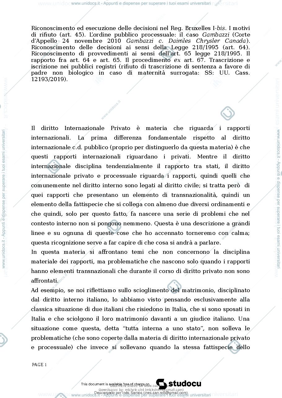 Anteprima pagina 4 — Appunti diritto internazionale privato e proccessuale