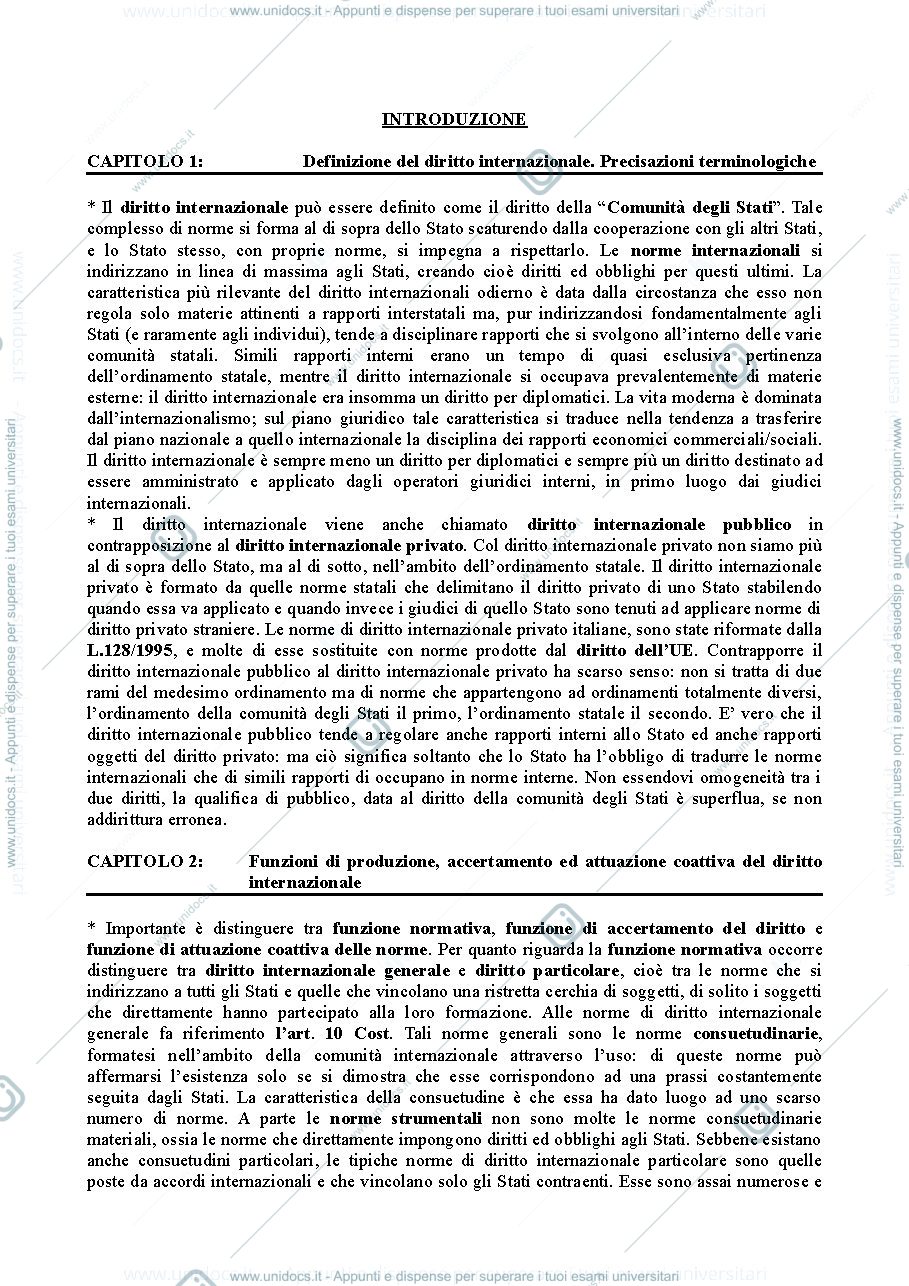 Anteprima pagina 1 — Riassunti del CONFORTI Diritto Internazionale