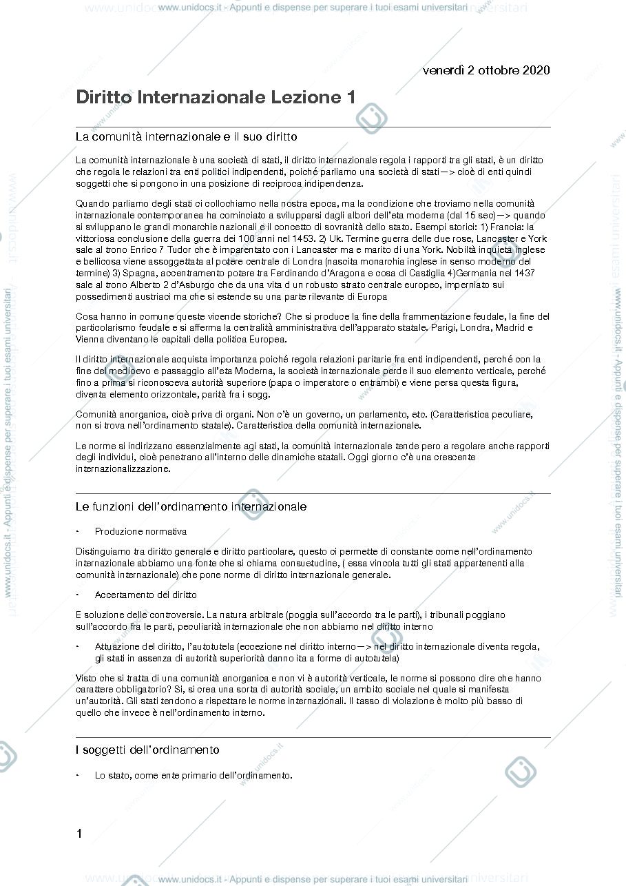 Anteprima pagina 1 — diritto internazionale 