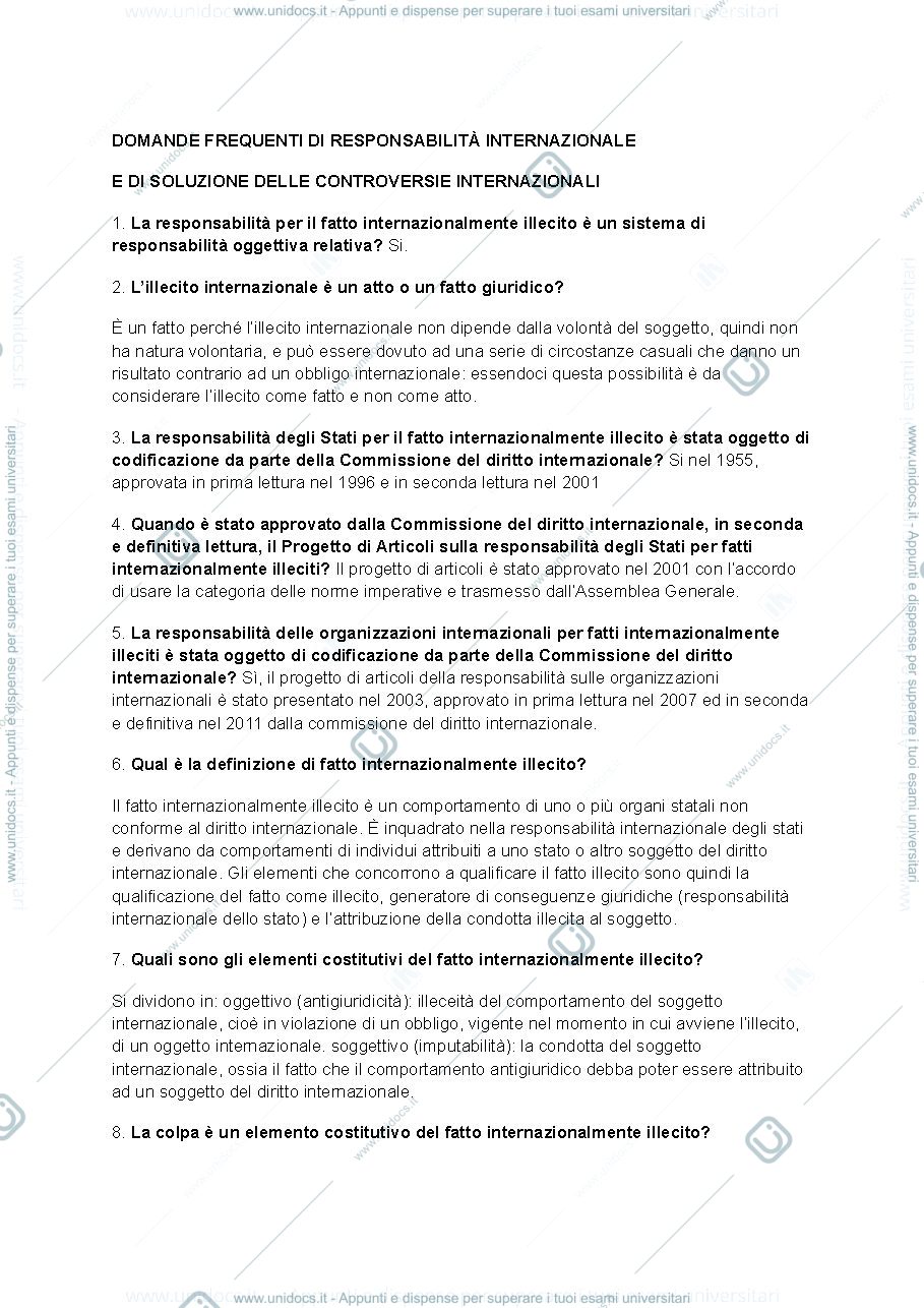 Anteprima pagina 1 — Esonero Diritto Internazionale