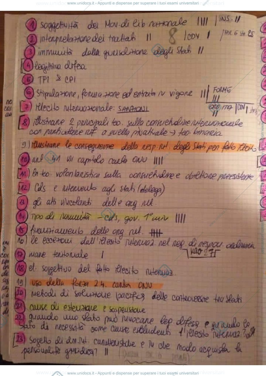 Anteprima pagina 1 — Domande diritto internazionale