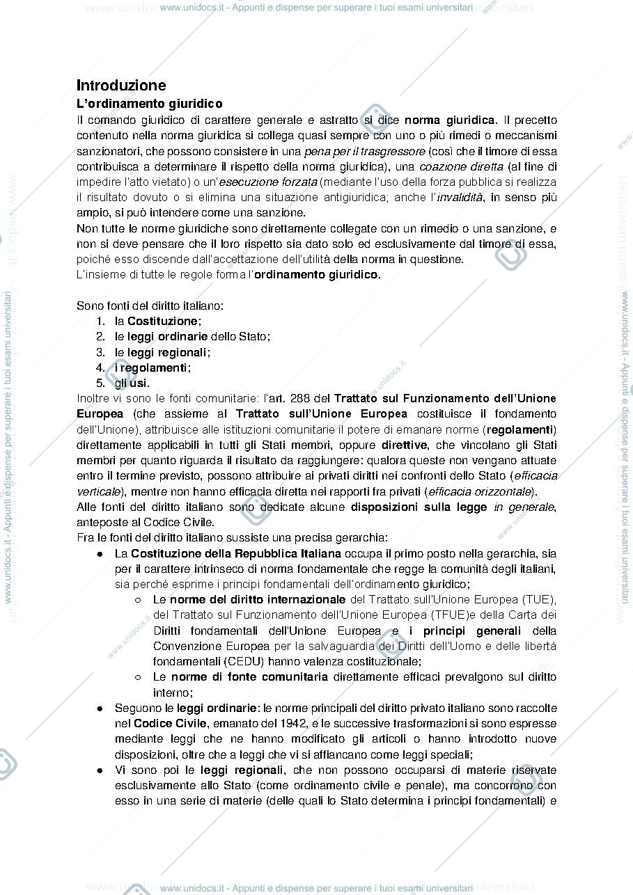 Anteprima pagina 1 — Riassunti Diritto Privato Trimarchi