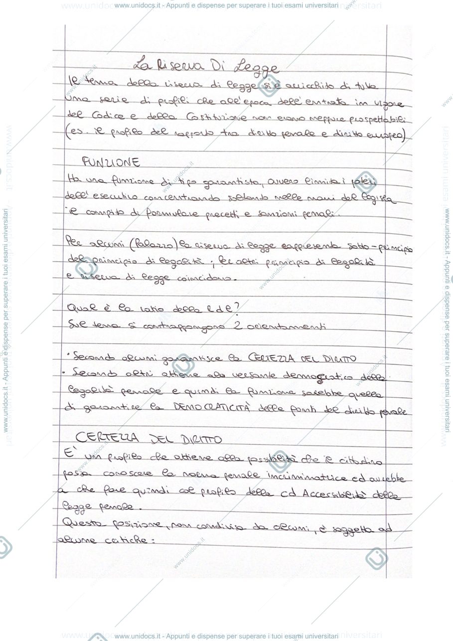 Anteprima pagina 1 — La riserva di legge