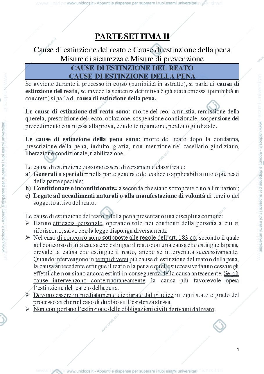 Anteprima pagina 1 — penale I - parte settima 2 e ultima