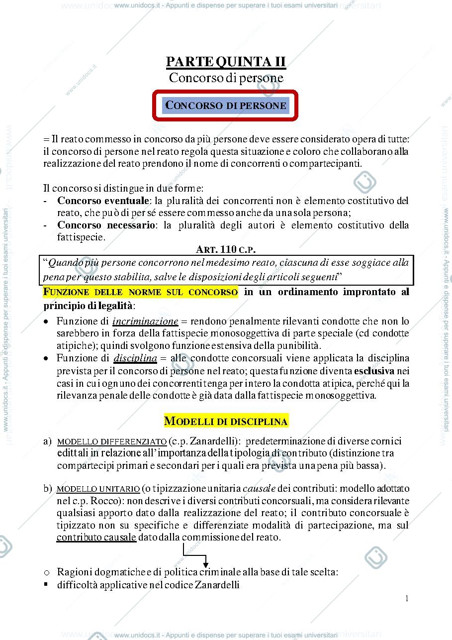 Anteprima pagina 1 — penale I - parte quinta e sesta 