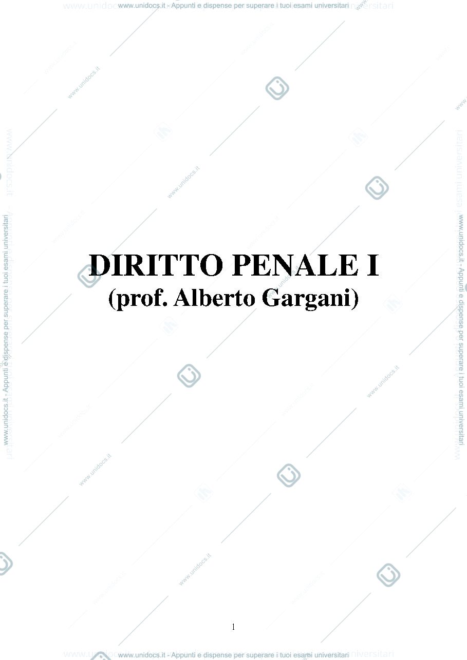 Anteprima pagina 1 — diritto Penale 1