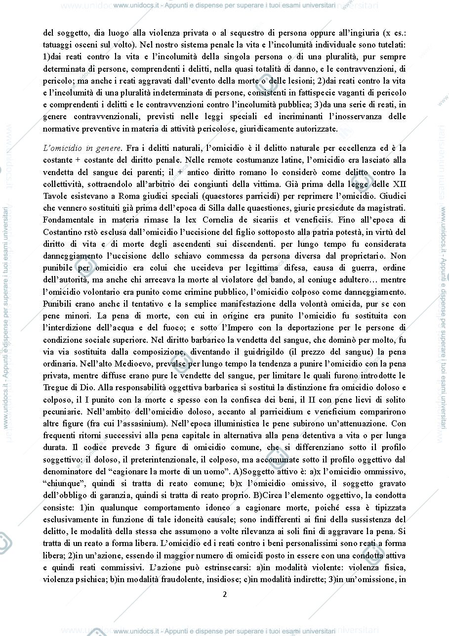 Anteprima pagina 2 — DIRITTO PENALE PARTE SPECIALE (DELITTI CONTRO LA PERSONA)
