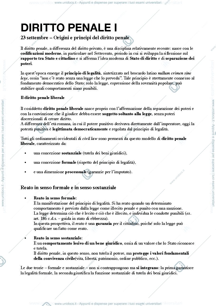 Anteprima pagina 1 — appunti diritto penale 