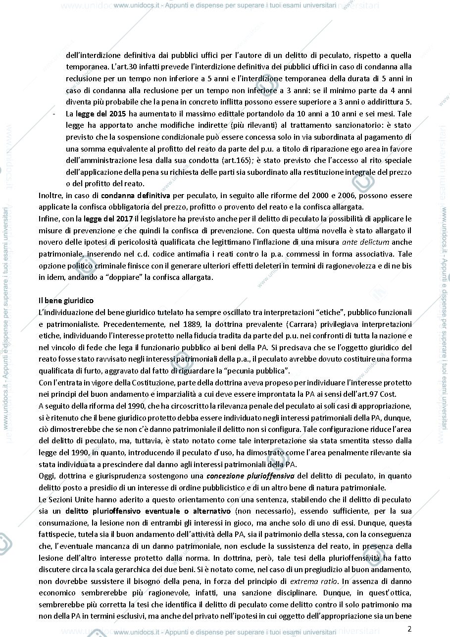 Anteprima pagina 2 — delitto di peculato 