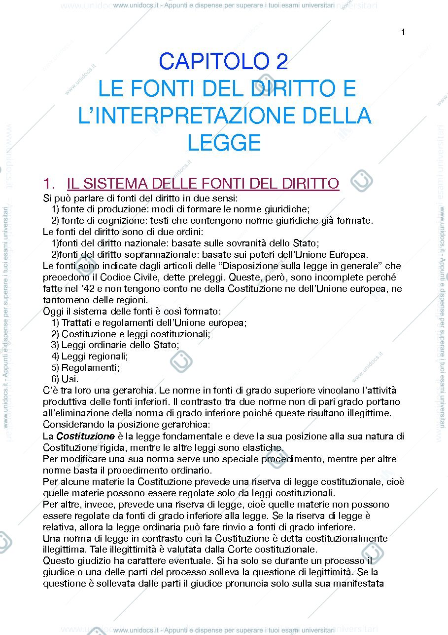 Anteprima pagina 1 — diritto privato 