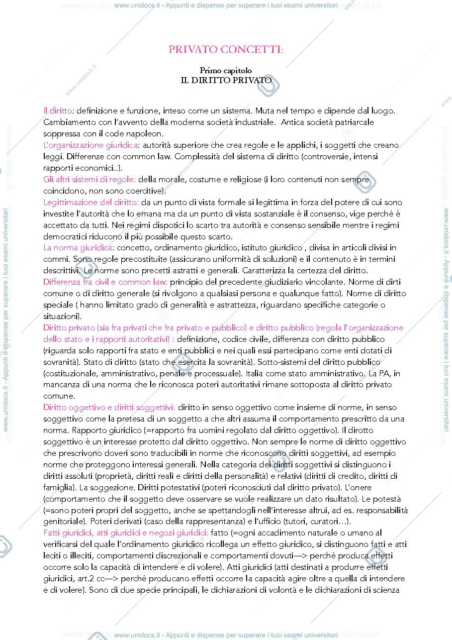 Anteprima pagina 1 — Prima parte diritto privato
