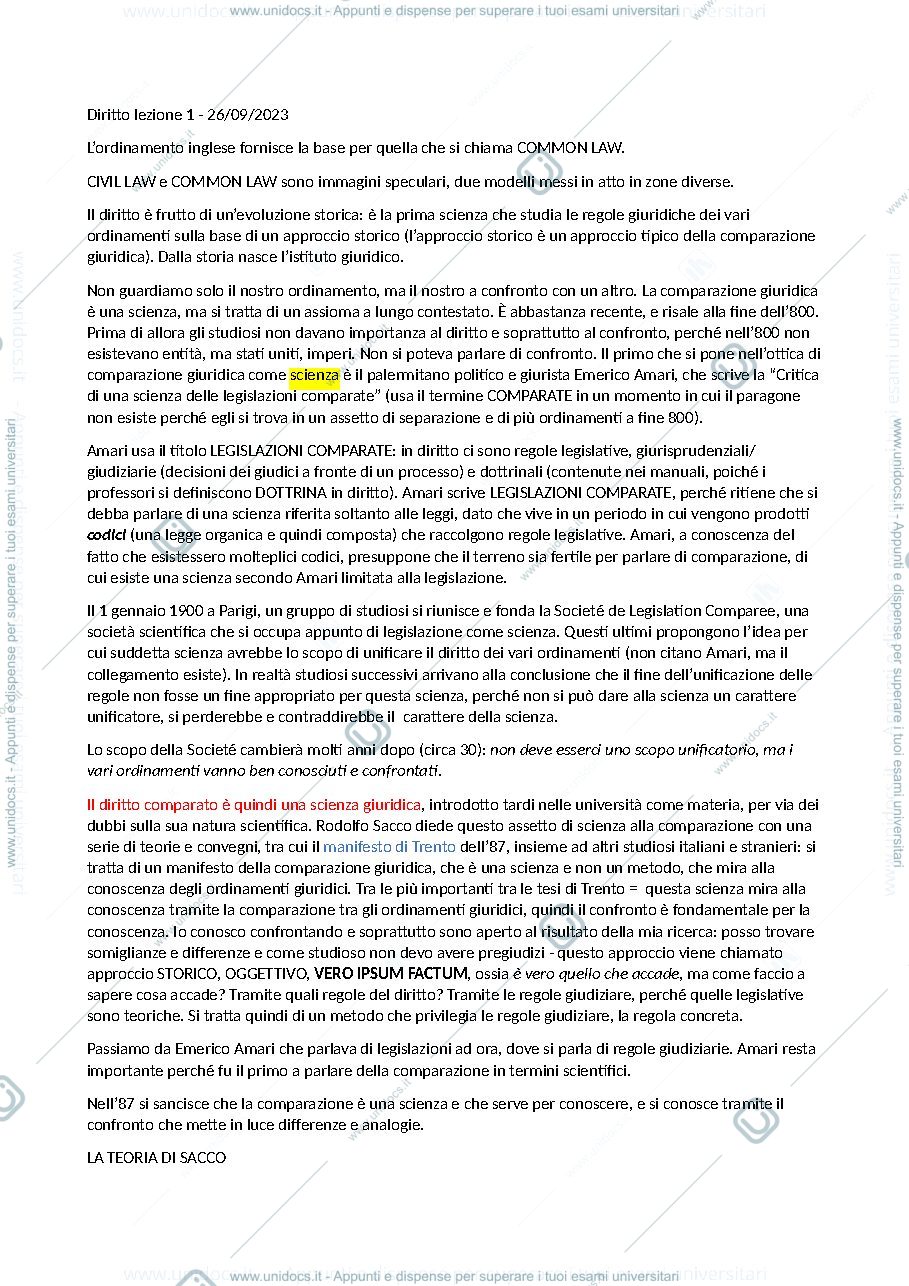 Anteprima pagina 1 — Diritto privato comparato