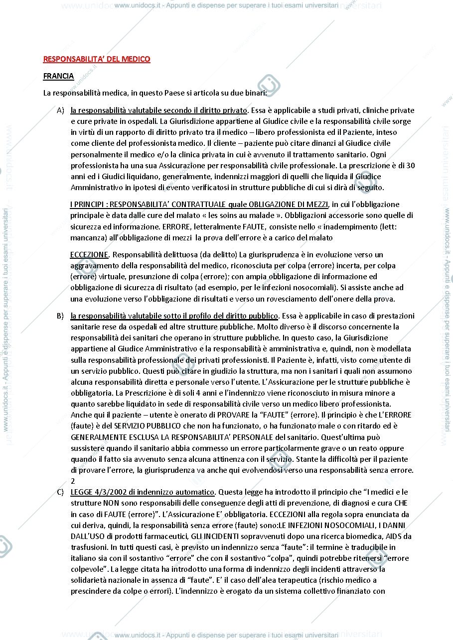 Anteprima pagina 1 — La responsabilità del medico nei vari paesi d'Europa
