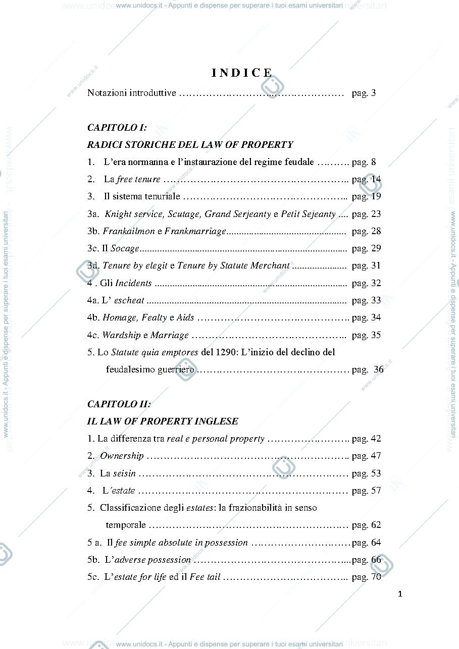 Anteprima pagina 1 — Diritto di proprietà inglese e italiano