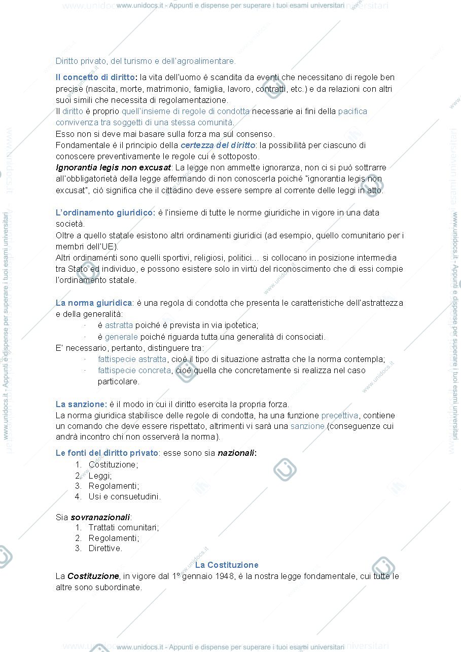 Anteprima pagina 1 — Diritto Privato - dispense