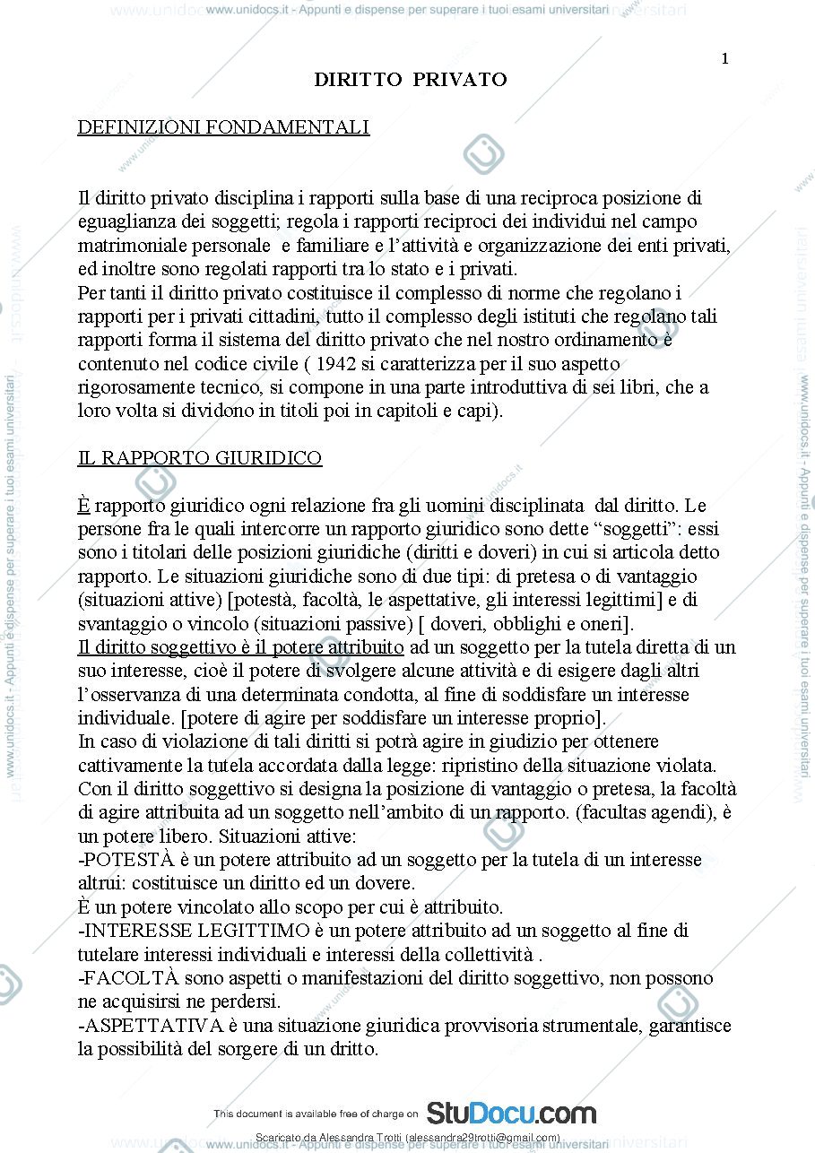 Anteprima pagina 2 — Diritto privato 