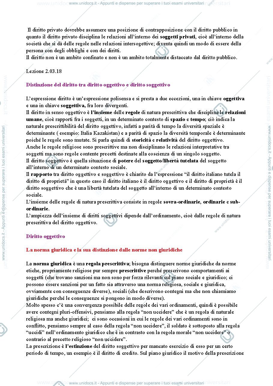 Anteprima pagina 1 — appunti di diritto privato