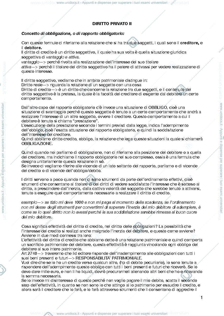 Anteprima pagina 1 — diritto privato corso a 