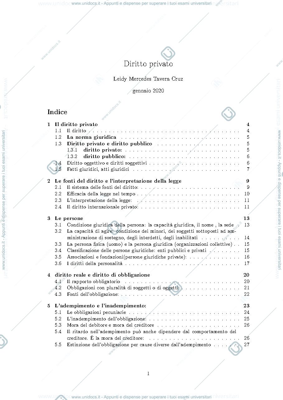Anteprima pagina 1 — appunti di diritto privato