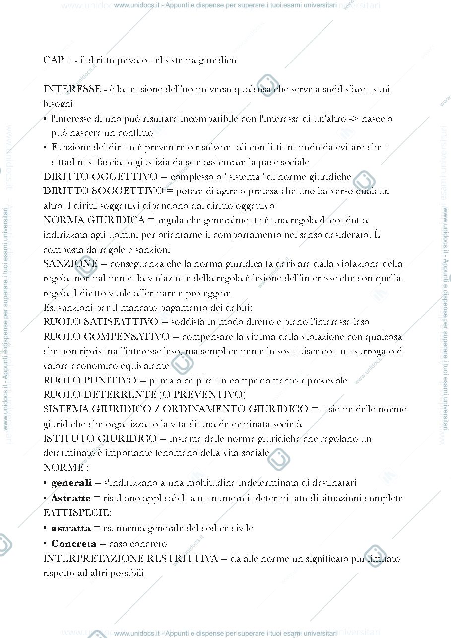 Anteprima pagina 1 — Appunti di diritto privato