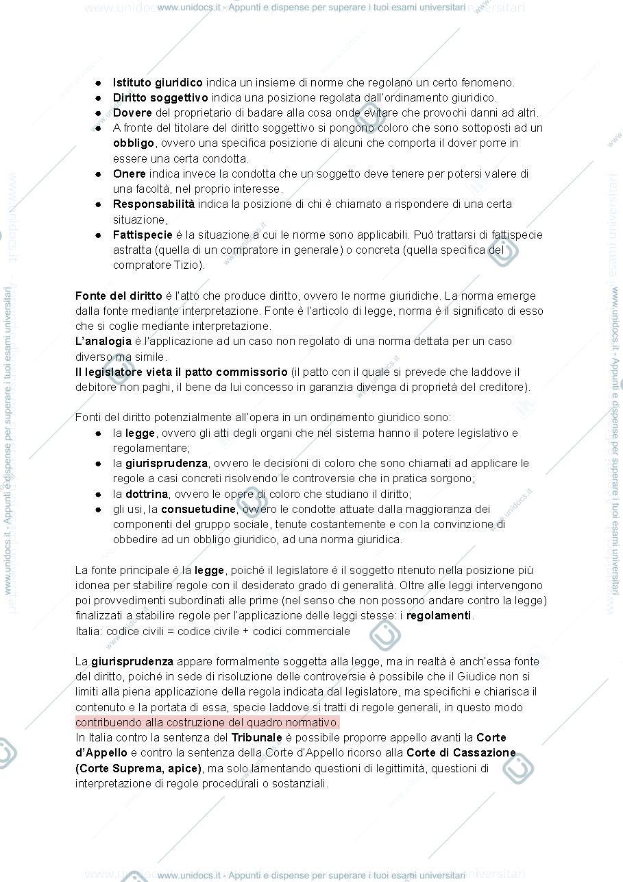 Anteprima pagina 1 — Riassunto diritto privato