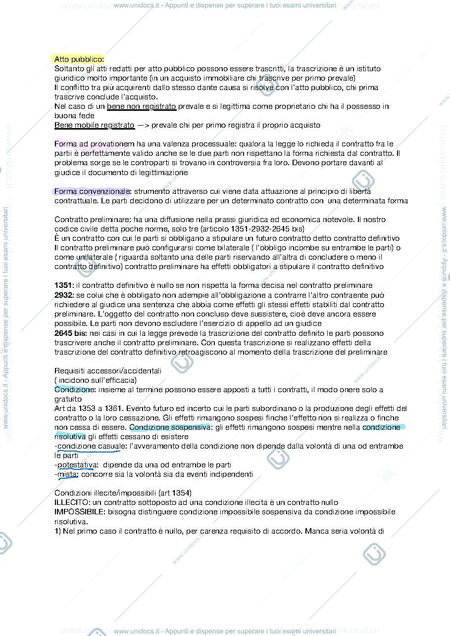 Anteprima pagina 1 — Appunti di diritto privato