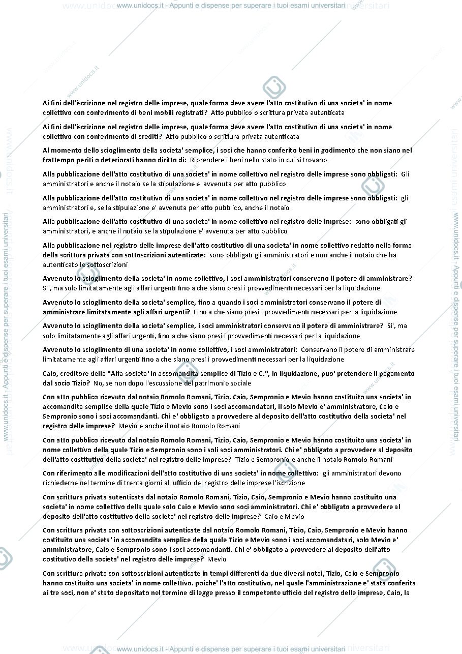 Anteprima pagina 3 — Domande diritto commerciale - prof minneci