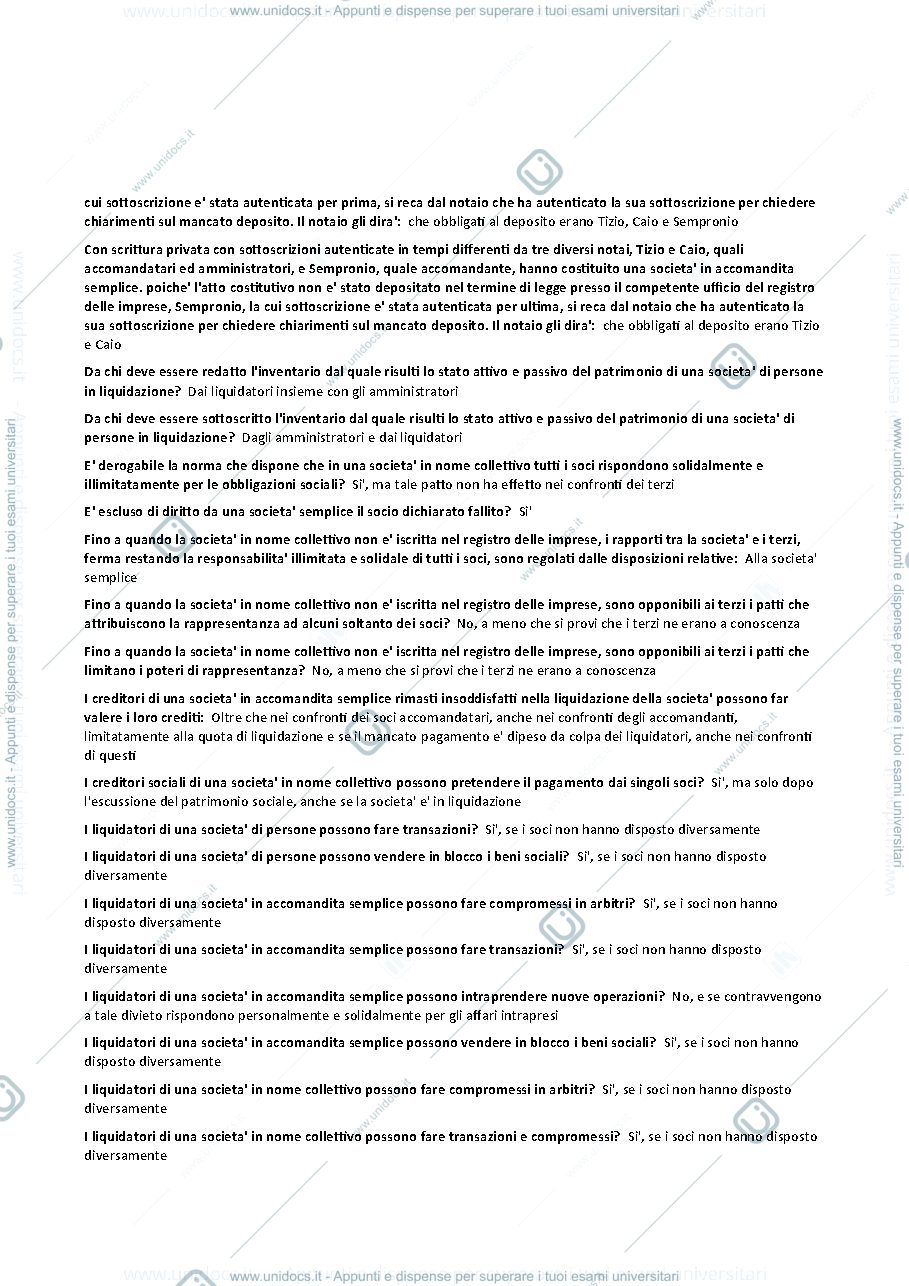 Anteprima pagina 4 — Domande diritto commerciale - prof minneci