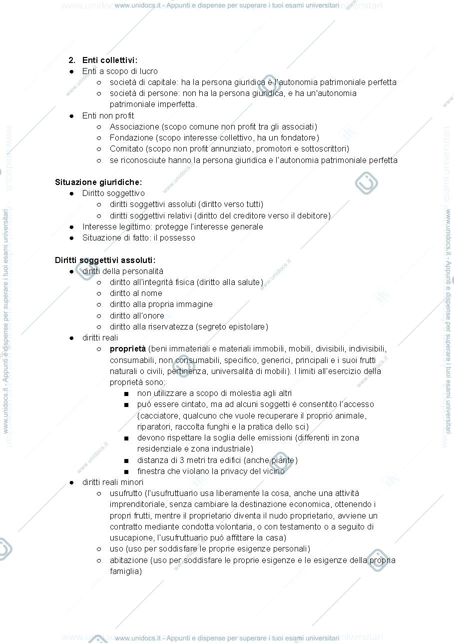Anteprima pagina 2 — Riassunto del riassunto di diritto privato
