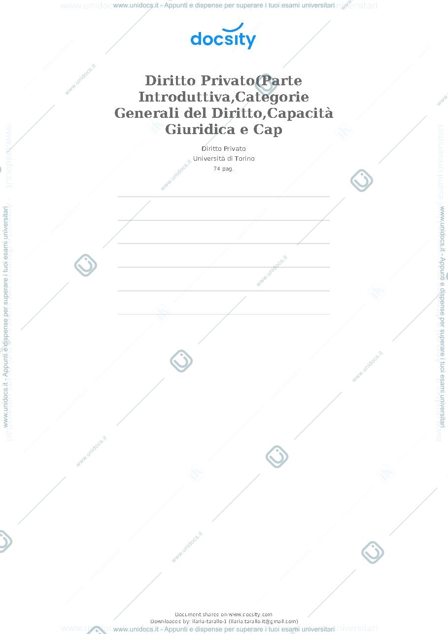 Anteprima pagina 1 — Appunti prima parte Diritto Privato
