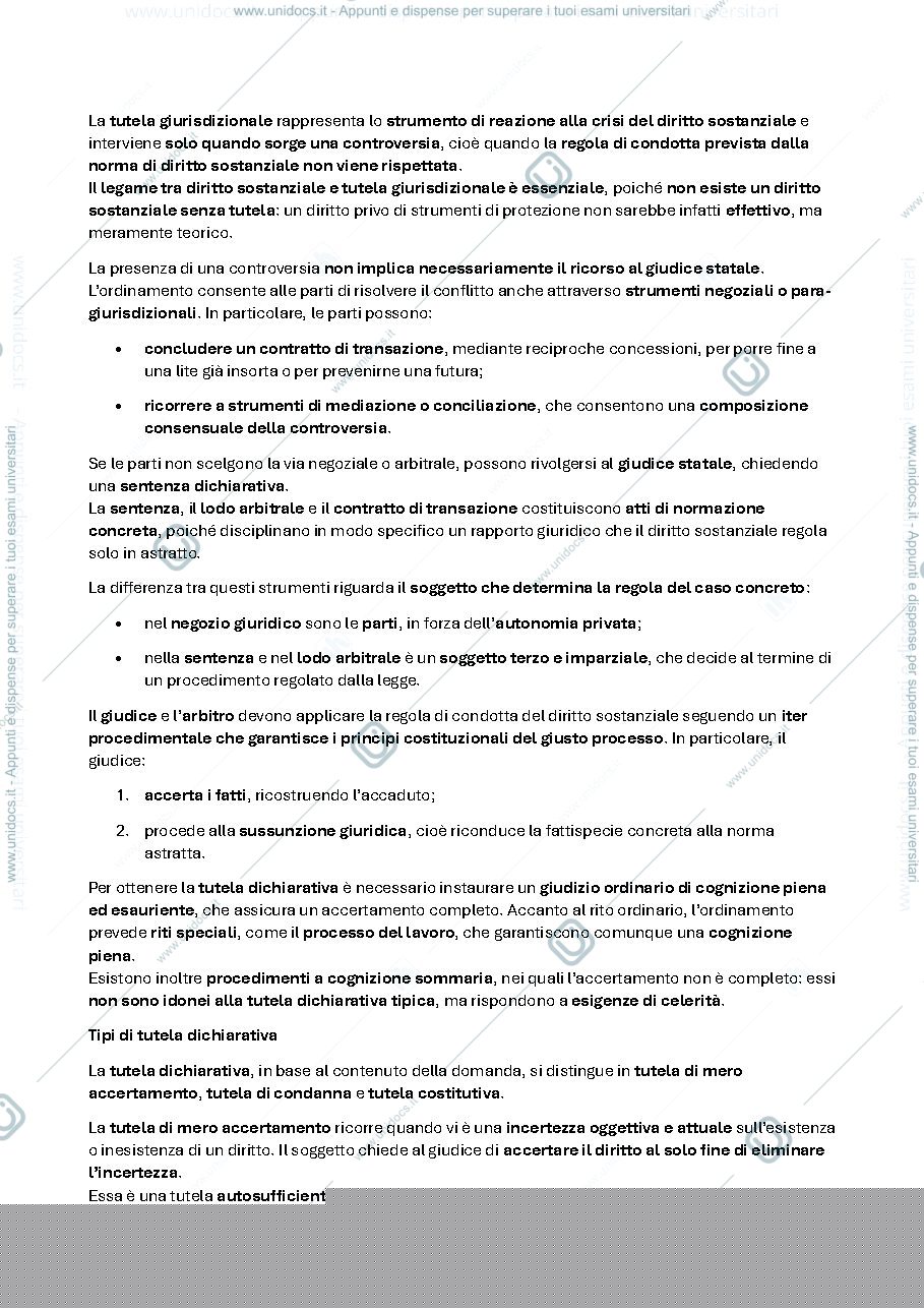 Anteprima pagina 1 — tutela dichiarativa