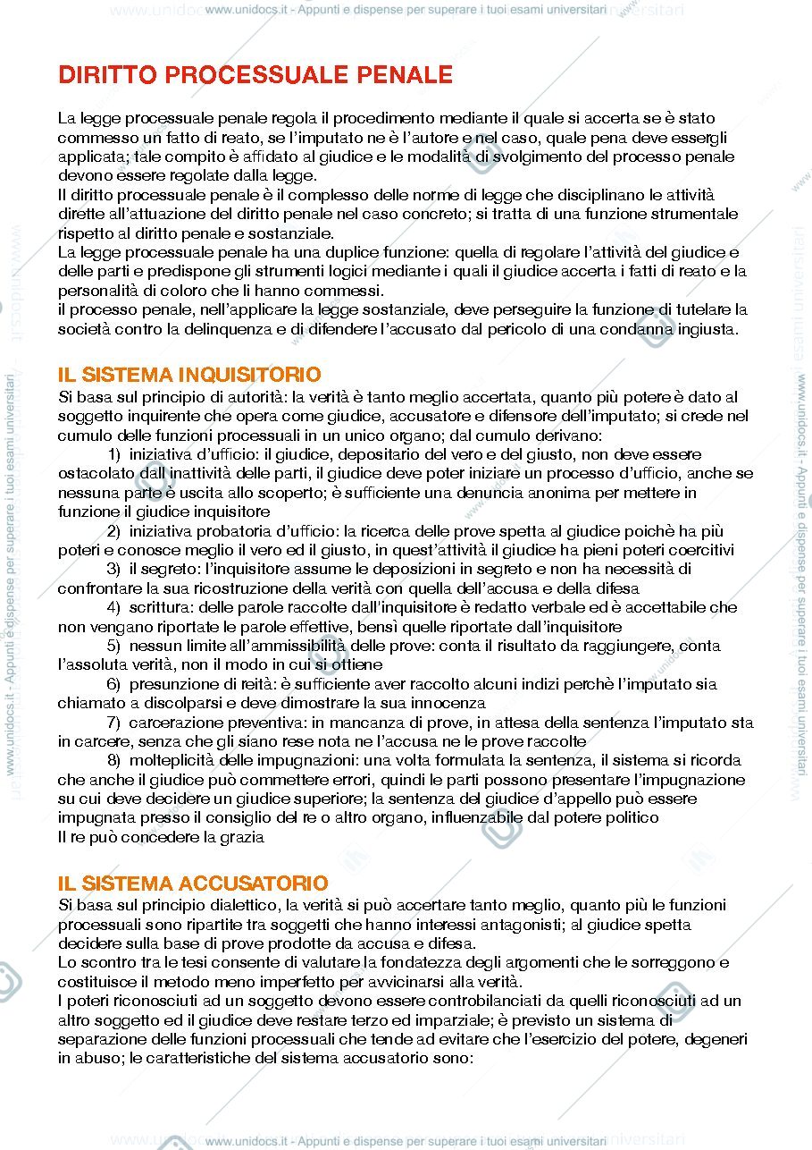 Anteprima pagina 1 — Appunti Diritto Processuale 