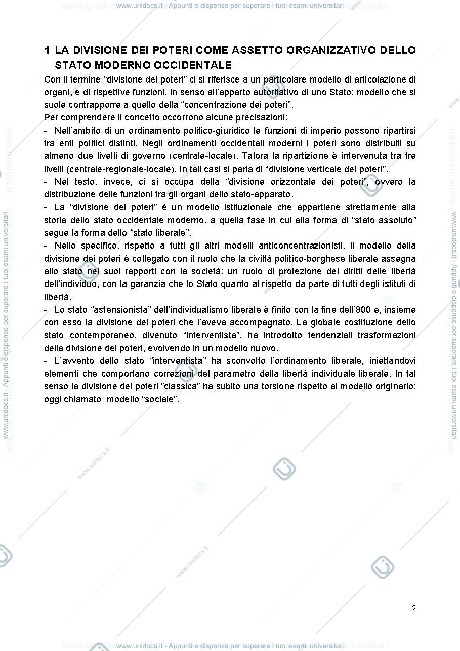 Anteprima pagina 2 — diritto pubblico comparato la divisione dei poteri