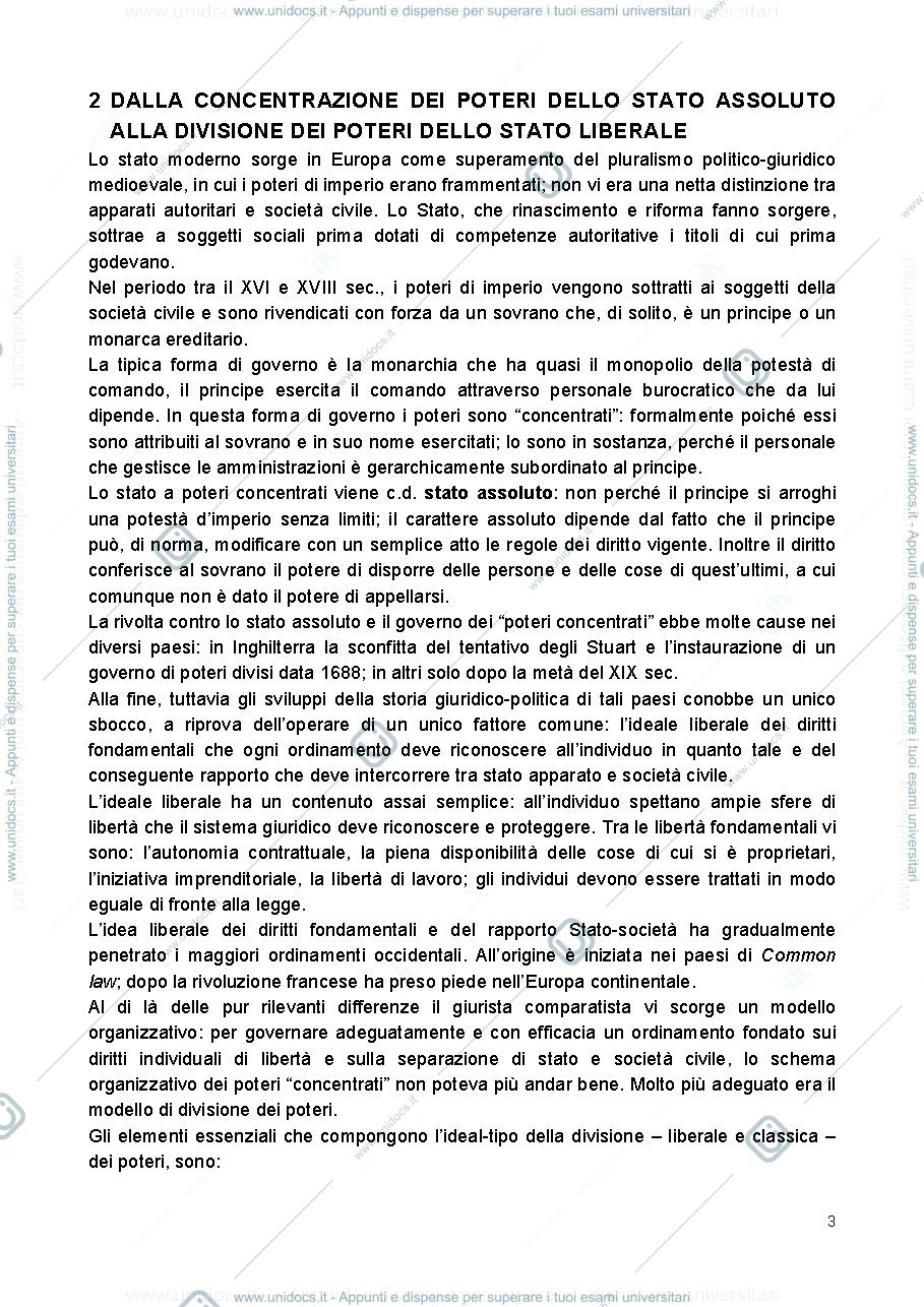 Anteprima pagina 3 — diritto pubblico comparato la divisione dei poteri